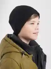 Черный шапка с отворотом, с флисовым утеплителем и логотипом ALGA