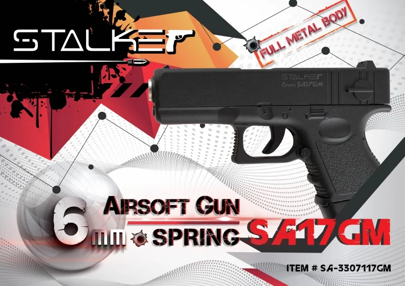 Страйкбольный пневматический пистолет Stalker SA17GM Spring Glock 17 mini на пружине 6 мм