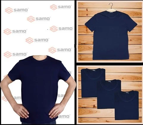 Темно-синий футболка мужская однотонная SAMO, 100% хлопок унисекс