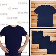 Темно-синий футболка мужская однотонная SAMO, 100% хлопок унисекс