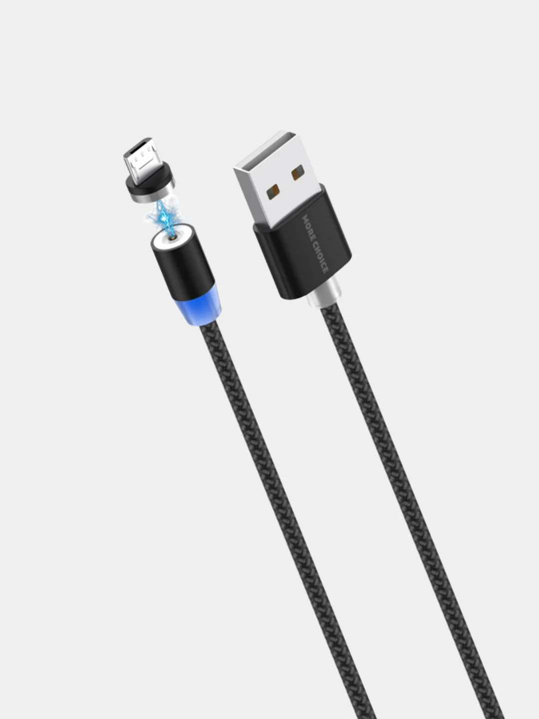 Черный кабель USB - Micro USB, More Choice K61Sm, MAGNETIC, 3.0A, 1 м