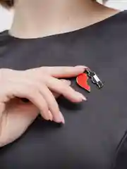 Красный брошь двух видов