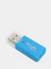 Синий картридер для карт памяти формата micro SD