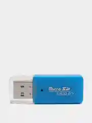 Синий картридер для карт памяти формата micro SD