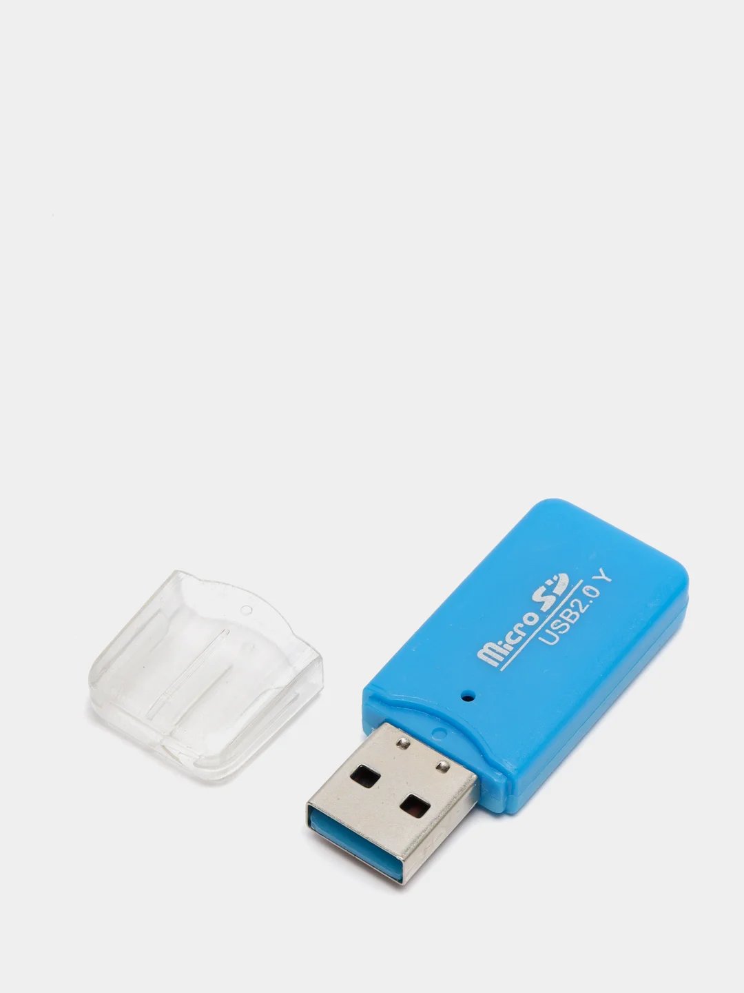Синий картридер для карт памяти формата micro SD