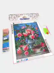 Красный алмазная мозаика 30*40 см "Цветы розы" без подрамника