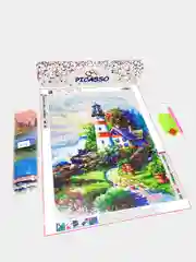 Белый алмазная мозаика без подрамника "Маяки", 30 х 40 см