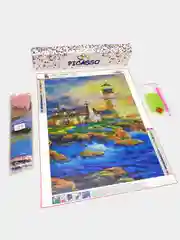 Красный алмазная мозаика без подрамника "Маяки", 30 х 40 см
