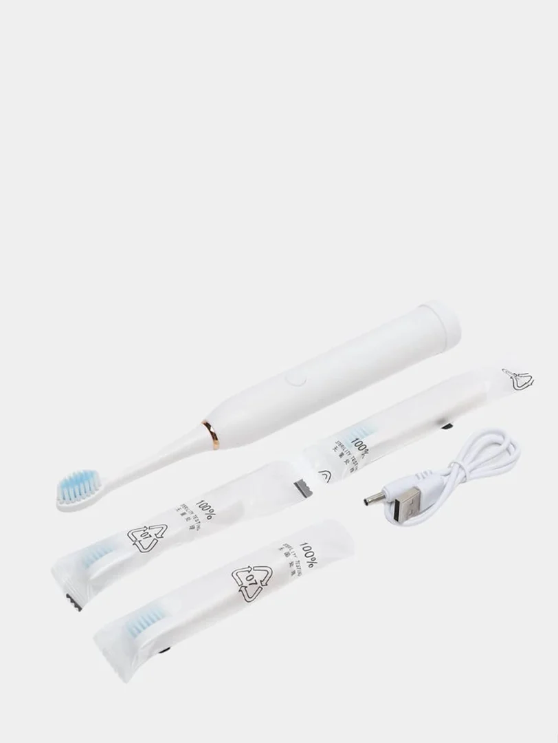 Белый электрическая зубная щетка SONIC ELECTRIC TOOTHBRUSH X-3, 6 режимов 4 насадки