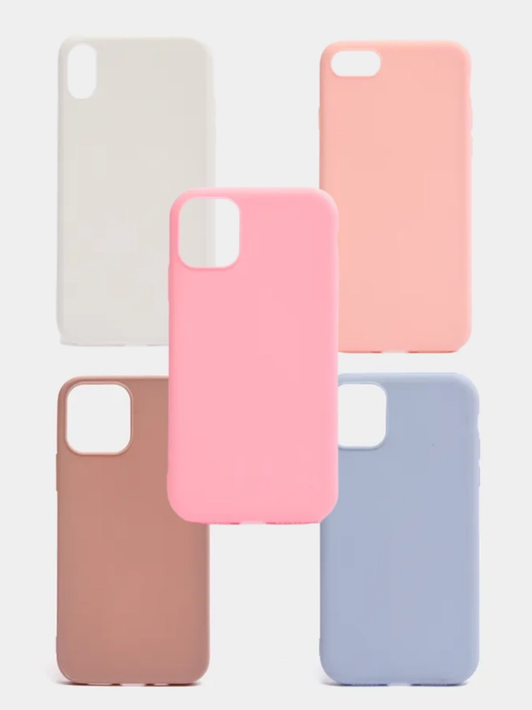 Чехол на iPhone 7/8, Xr, 11, 12, силиконовый матовый, 5 цветов