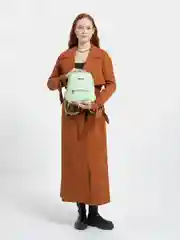 Мятный рюкзак женский, кожаный, маленький