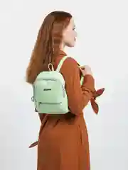 Мятный рюкзак женский, кожаный, маленький