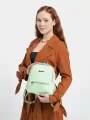 Мятный рюкзак женский, кожаный, маленький