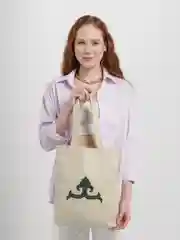 Светло-бежевый сумка-шоппер с татарским орнаментом,35*40 см/Эко cумка/шоппер