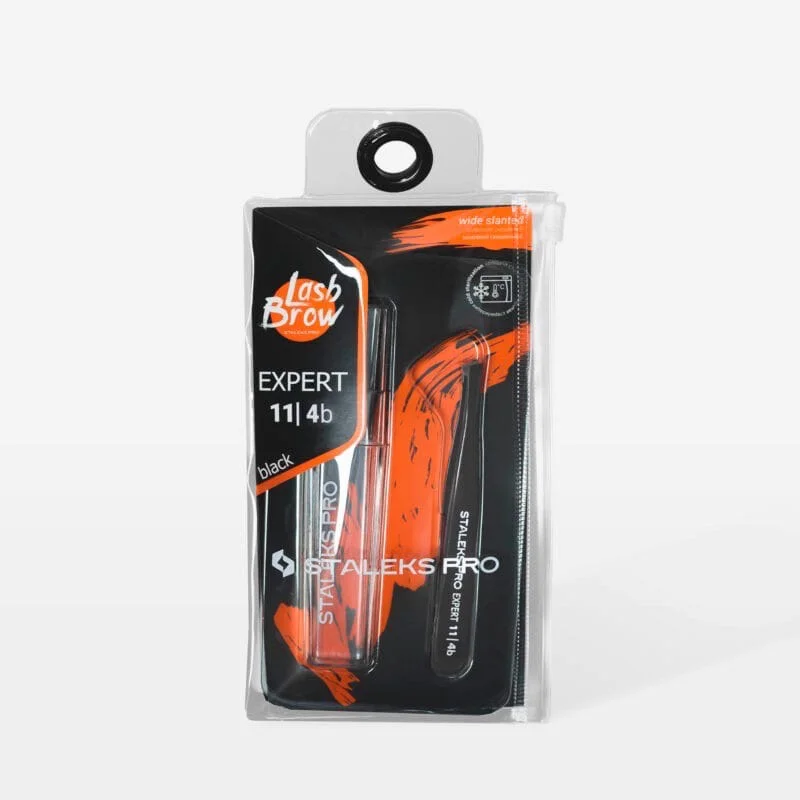 Пинцет скошенный для бровей Staleks Pro Expert 11 type 4b (11/4), черный