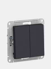 Выключатель двухклавишный Schneider Electric AtlasDesign, цвет карбон, ATN001051