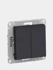 Выключатель двухклавишный Schneider Electric AtlasDesign, цвет карбон, ATN001051