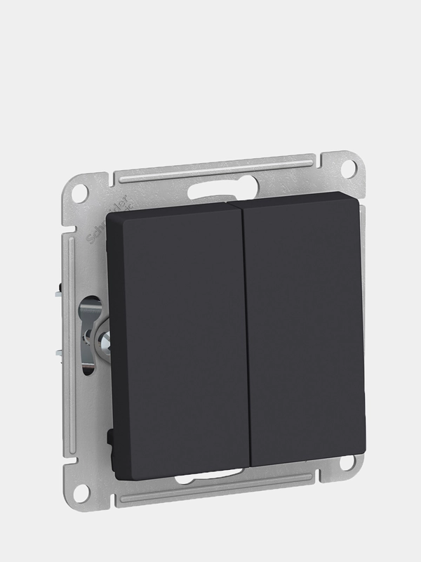 Выключатель двухклавишный Schneider Electric AtlasDesign, цвет карбон, ATN001051