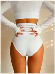 Белый утягивающие трусы с высокой талией / Корректирующее белье