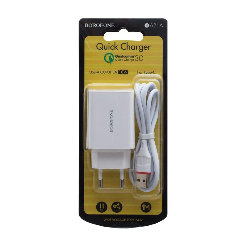 Быстрая зарядка Borofone для iPhone, Android, Type-C, 18W