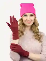 Бордовый перчатки LERAY ФЕНСИ флисовые, однотонные, без подклада, для сенсорных экранов 6-8