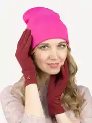 Бордовый перчатки LERAY ФЕНСИ флисовые, однотонные, без подклада, для сенсорных экранов 6-8