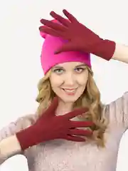 Бордовый перчатки LERAY ФЕНСИ флисовые, однотонные, без подклада, для сенсорных экранов 6-8