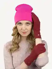 Бордовый перчатки LERAY ФЕНСИ флисовые, однотонные, без подклада, для сенсорных экранов 6-8
