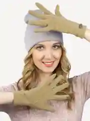 Бежевый перчатки Leray "Кайли", экокашемир, однотонные, на плюше, 7,5
