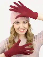 Бордовый перчатки Leray "Кайли", экокашемир, однотонные, на плюше, 7,5
