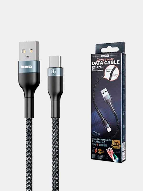 Кабель для зарядки и передачи данных Remax RC-124a Type C - USB, 1 м