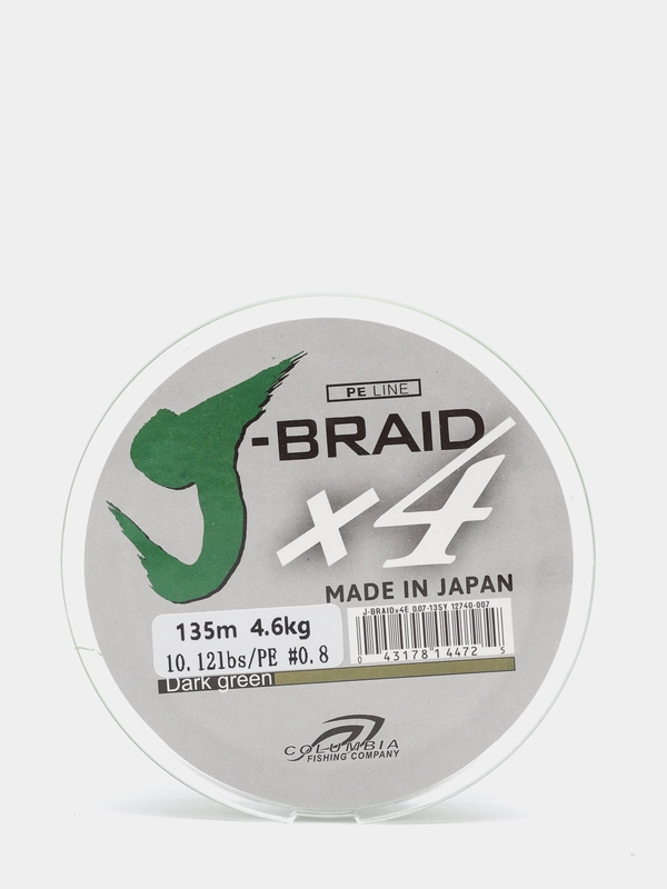 Леска плетёная Columbia J-Braid X4, 135 м, зелёная