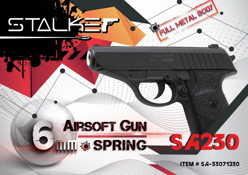 Страйкбольный пневматический пистолет Stalker SA230 Spring (Sig Sauer P230) воздушка 6 мм