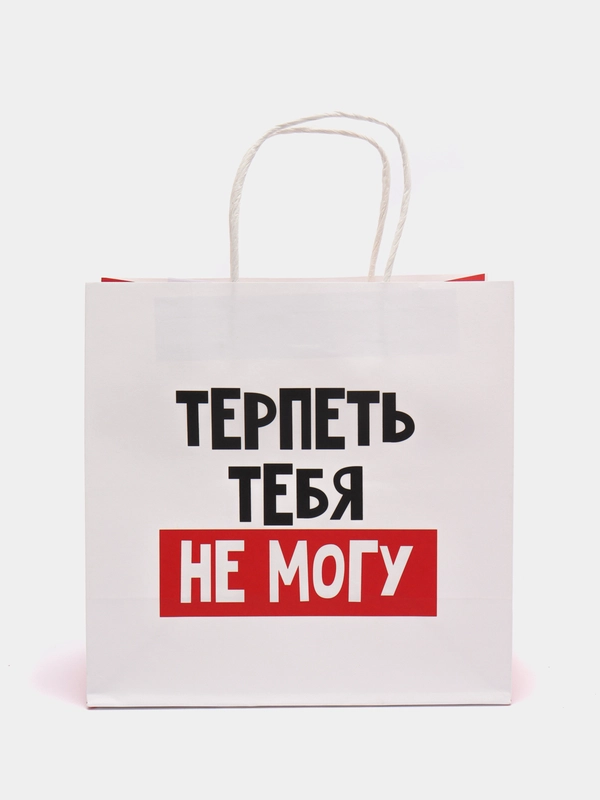 Пакет подарочный "Терпеть тебя не могу", 22 х 22 х 11 см