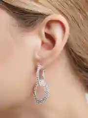 Серебряный серьги висячие, с камнями, 3 цвета