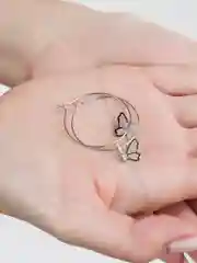Серебряный круглые серьги-бабочки