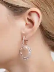 Золотой серьги висячие, с камнями, 3 цвета