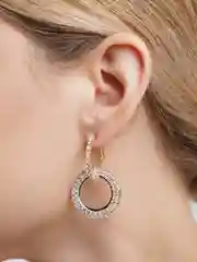 Желтый серьги висячие, с камнями, 3 цвета
