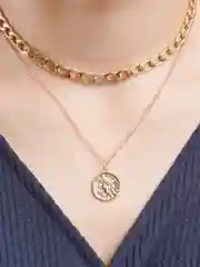 Золотой женская цепочка-ожерелье на шею, крупное плетение, с подвеской монета Jennifer