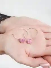 Лавандовый круглые серьги-бабочки