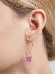 Лавандовый круглые серьги-бабочки