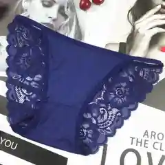 Синий трусы полупрозрачные, кружевные