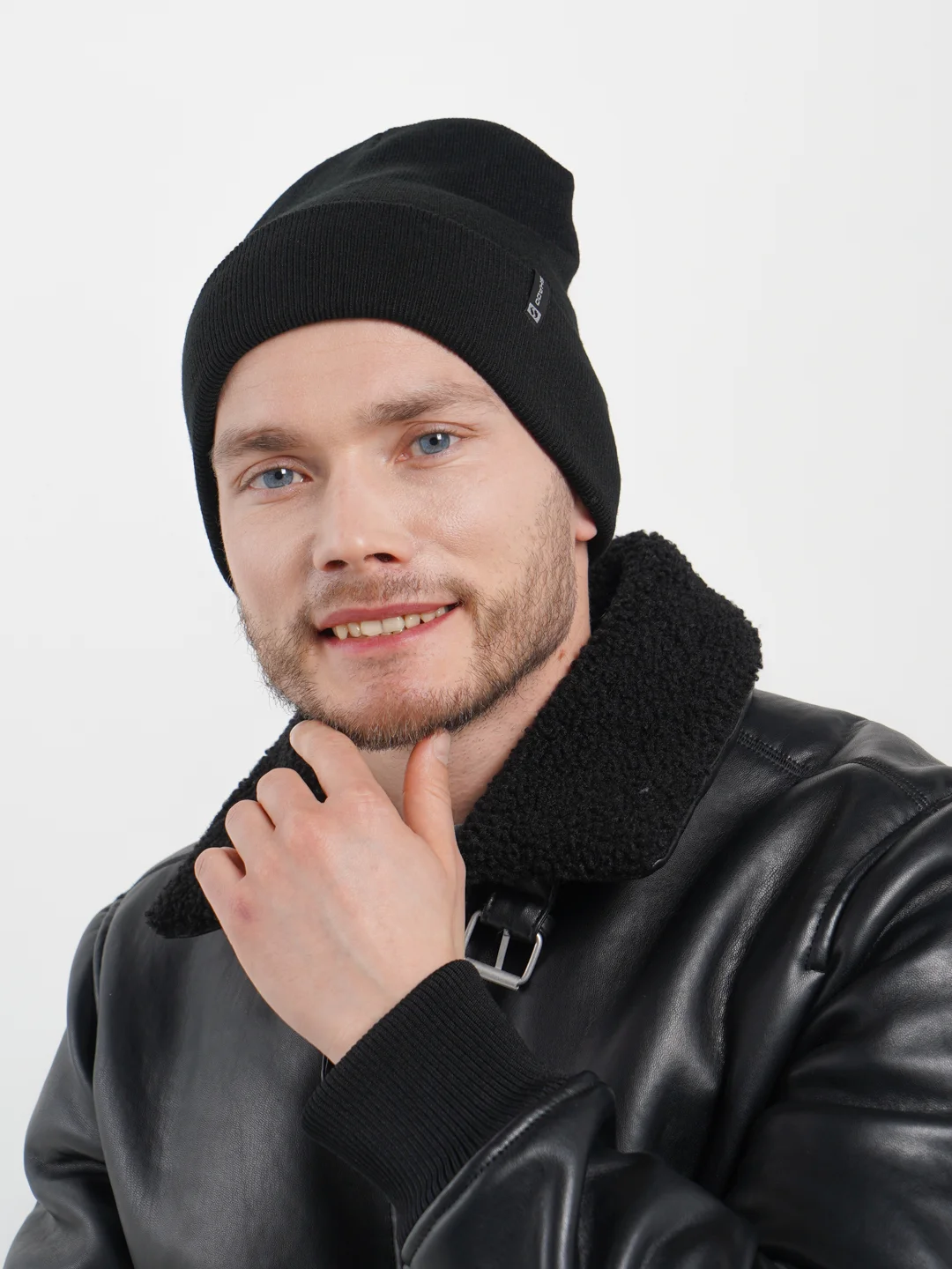 Черный шапка с отворотом, для мужчин и женщин