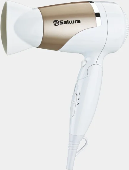 Белый фен для волос Sakura SA-4040W, 1800 Вт, 2 режима работы, 2 скорости