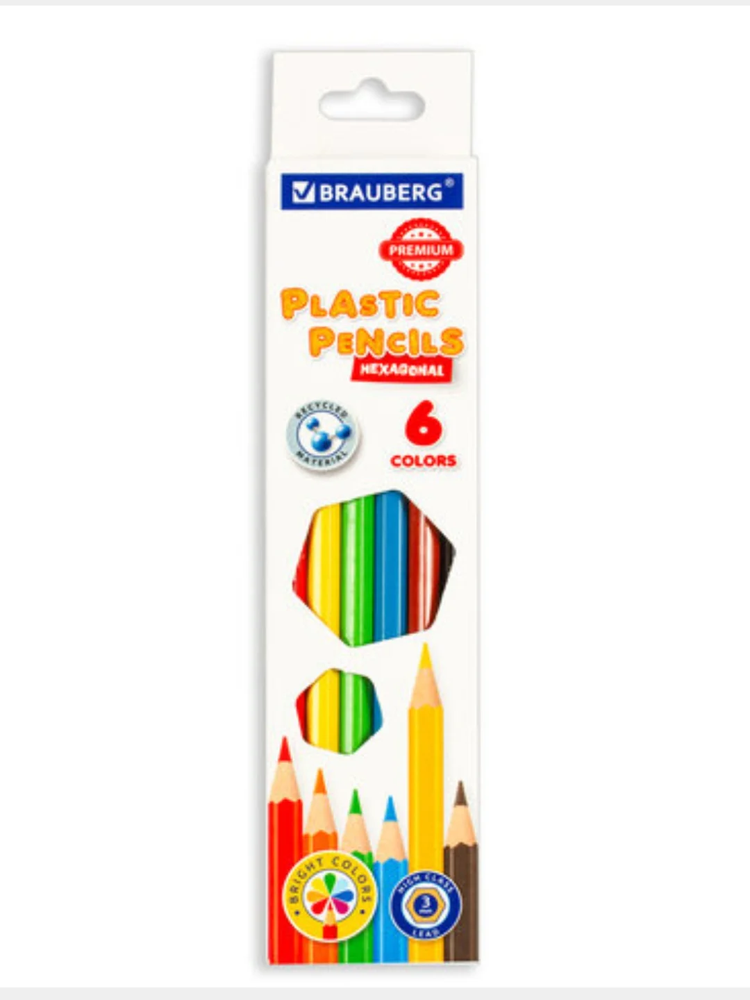 Карандаши цветные пластиковые BRAUBERG PREMIUM, 6/12/18/24/36цв мягкиe,яркие,шестигранные