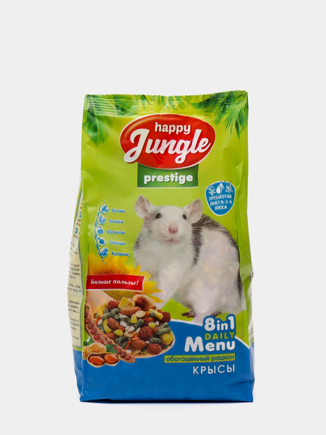Happy Jungle (Экопром) Престиж (Prestige) корм для декоративных крыс 8в1 Daily Menu, 500 г