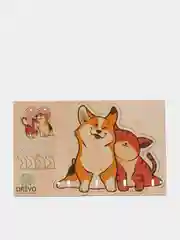 Ключница настенная деревянная "Корги и Кот"