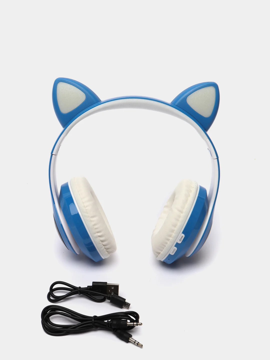 Голубой беспроводные Bluetooth наушники с кошачьими светящимися ушками, Cat Ear VZV-23M