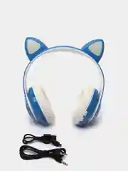Голубой беспроводные Bluetooth наушники с кошачьими светящимися ушками, Cat Ear VZV-23M