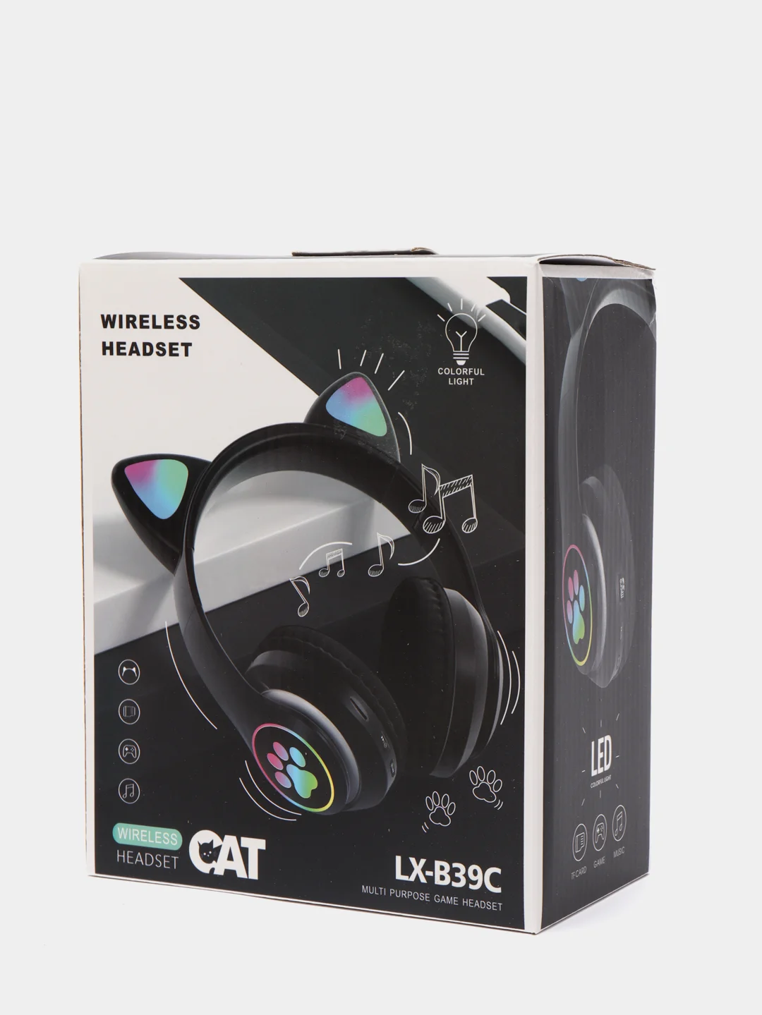 Черный беспроводные Bluetooth наушники с кошачьими светящимися ушками, Cat Ear VZV-23M
